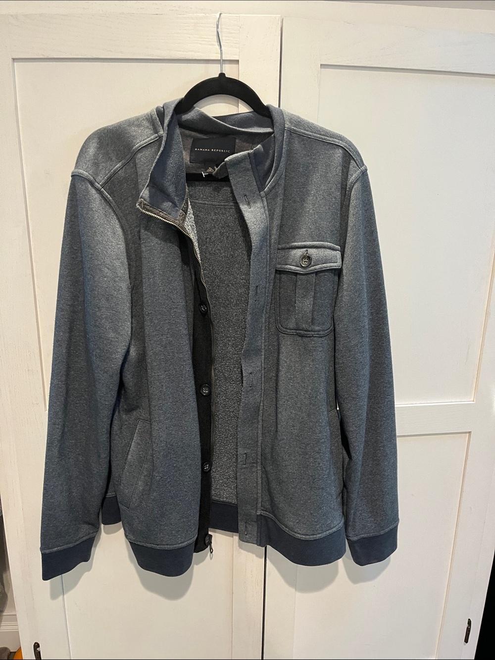 Banana Republic Men's Heather Grey Zip-Up Sweater Jacket
